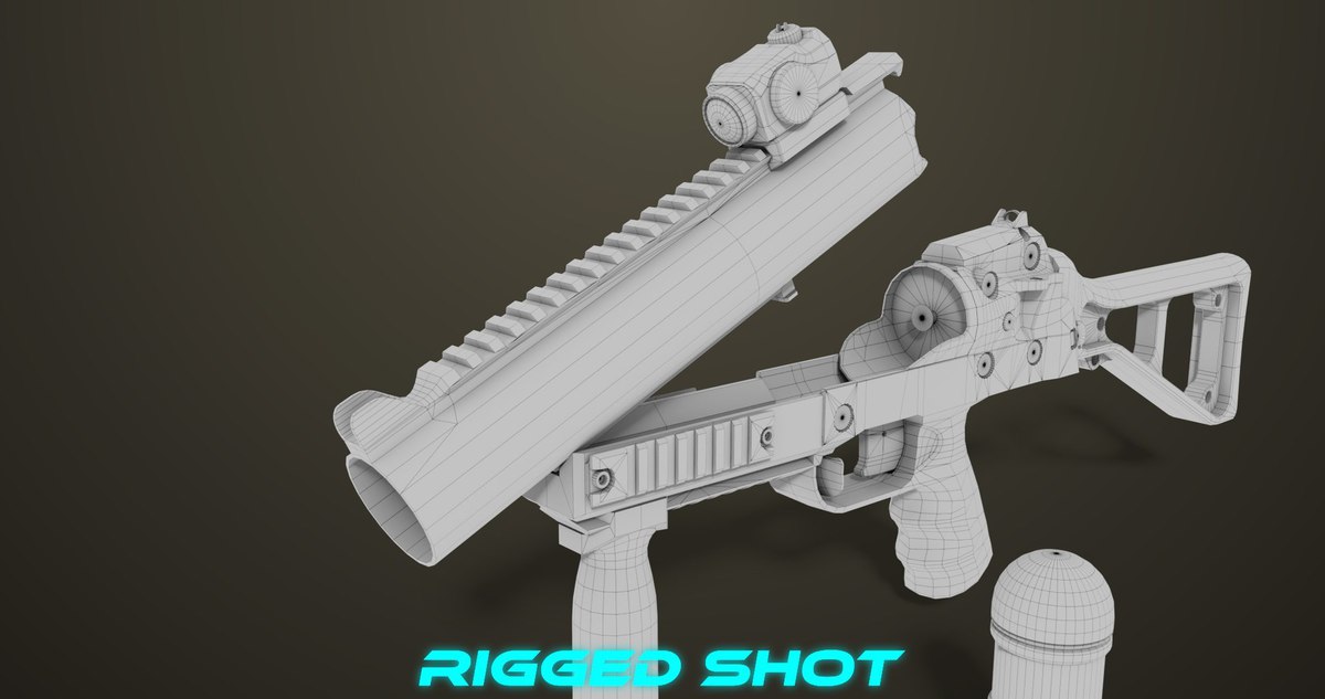 6 Grenade Launcher Black URP HDRP Textures
