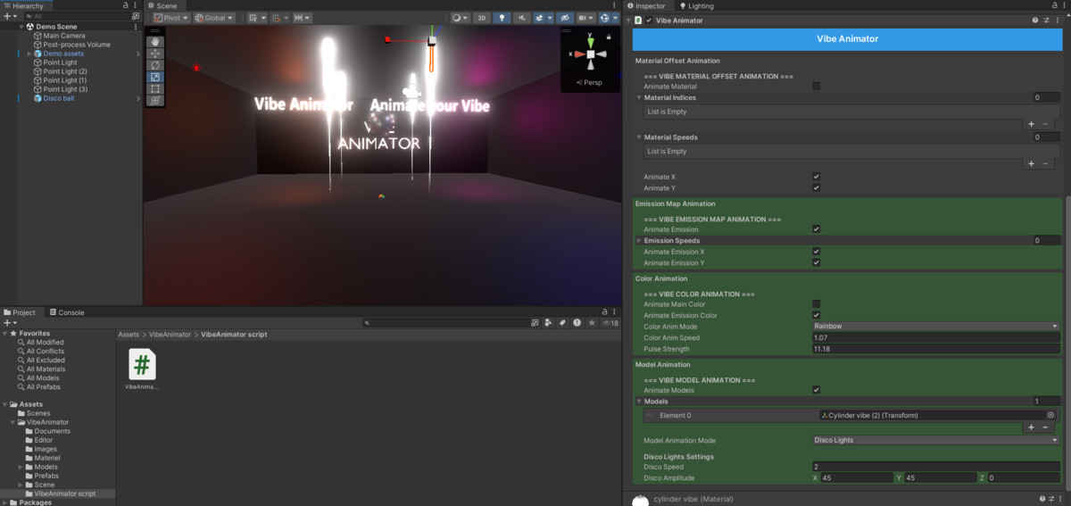 Vibe Animator – Dynamic Material, Emission, club animate pro