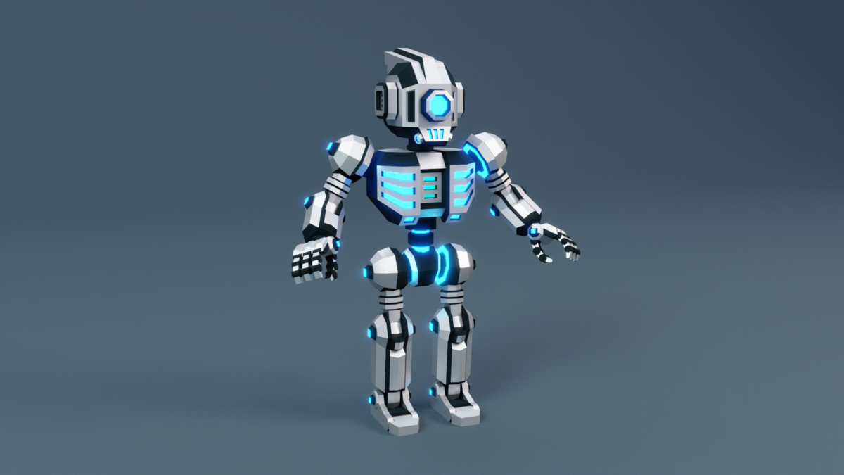 Sci‑Fi Robot X-25.2 Low‑Poly Stylized