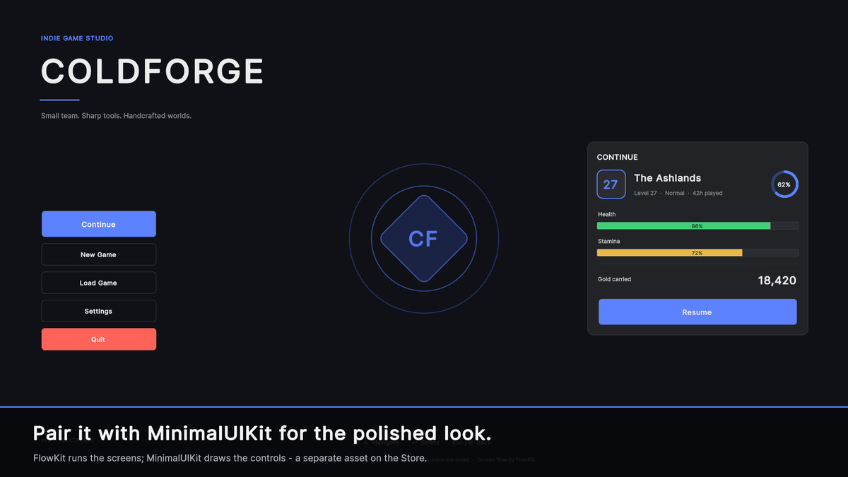 FlowKit — Screen Flow & Gamepad Navigation for UI Toolkit