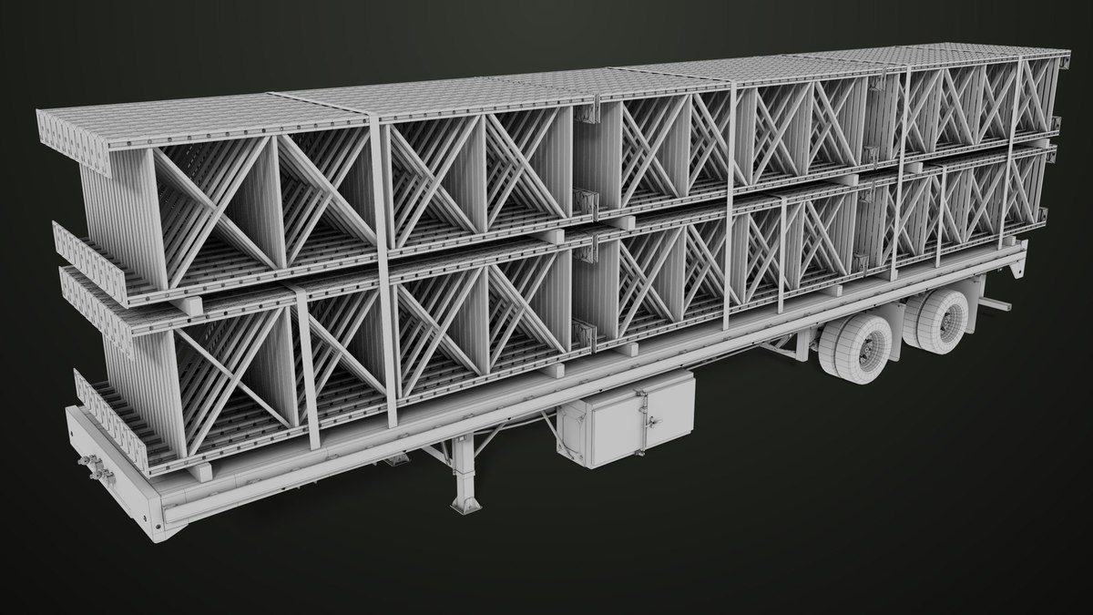 Flatbed Trailer with 7 Loads Single Mat URP HDRP Textures