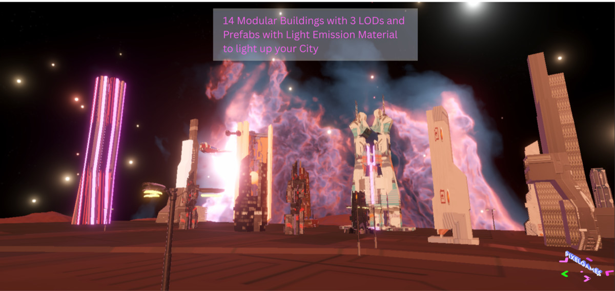 URP Mars Space Terrain: Sci-Fi Jet Fleet, Sci-Fi VFX & Modular City Builder