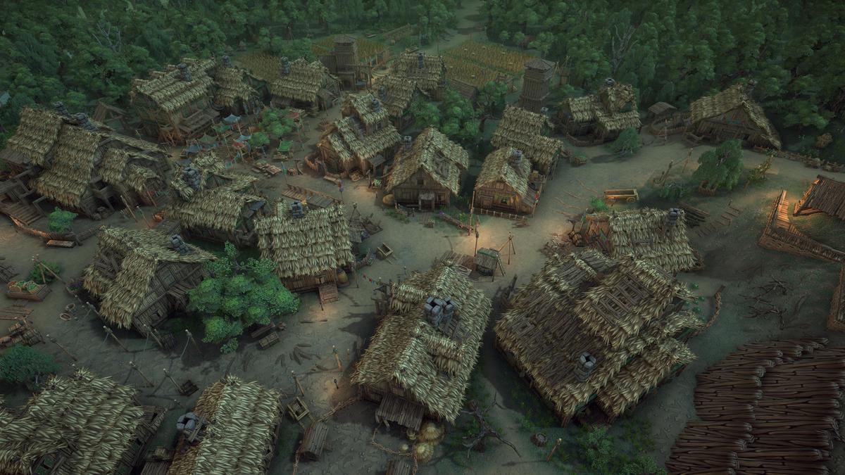 Stylized fantasy pagan village