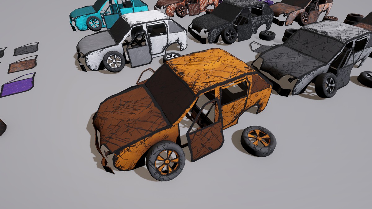 Broken Cars 3D : Hand drawn style