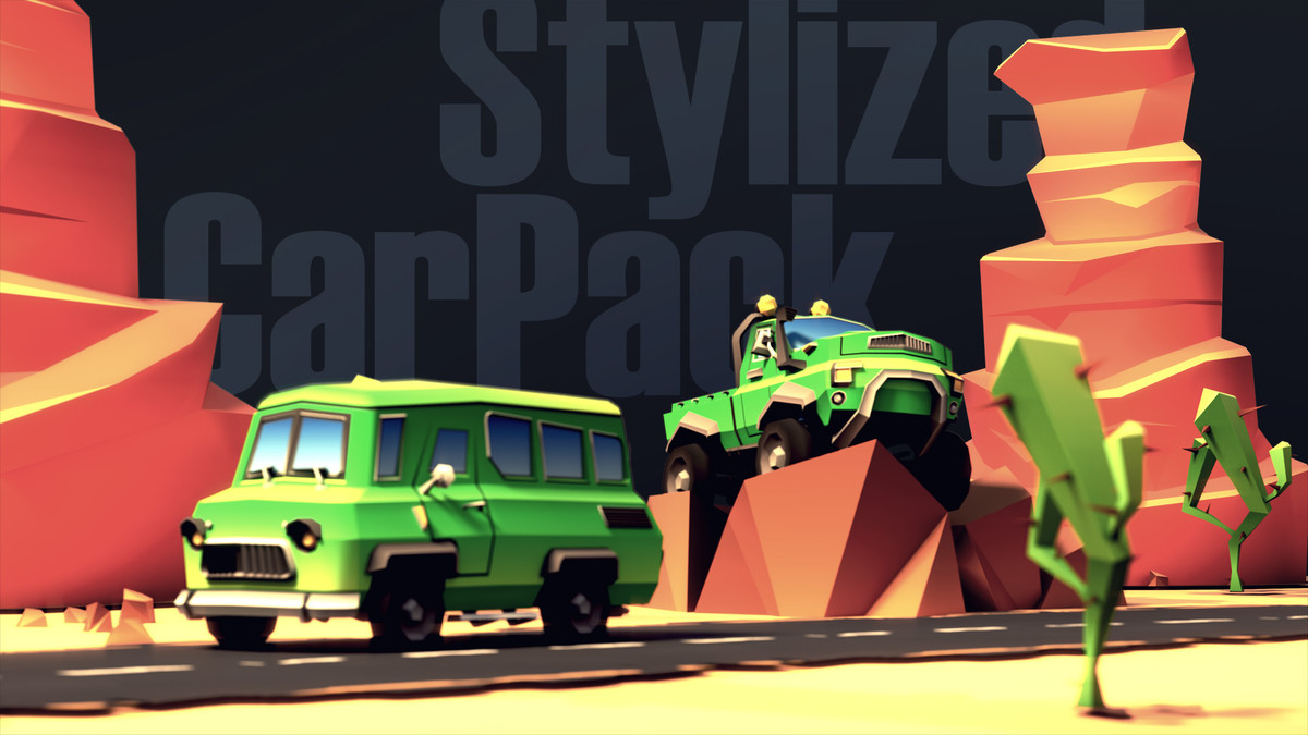 Stylized Low-poly Car Pack & gradient texture