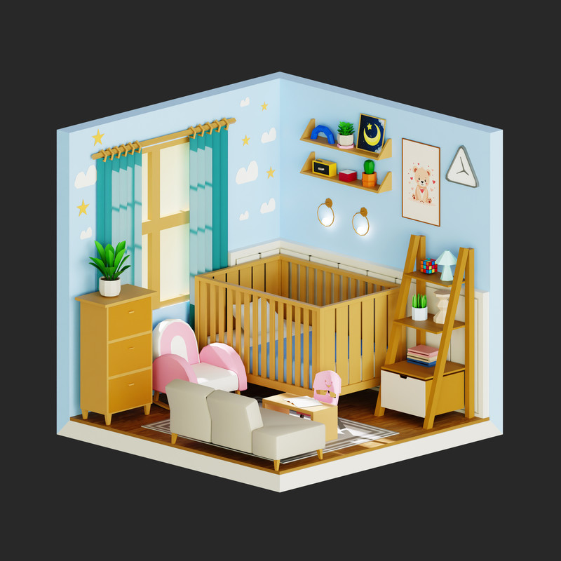 Interior 1 Low-poly 3D models Pack