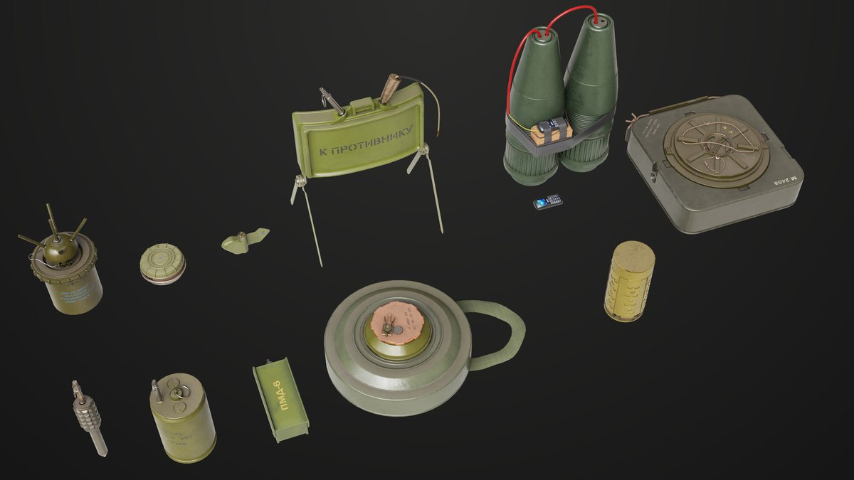 Mine Bomb Collection Single Mat HDRP URP Textures