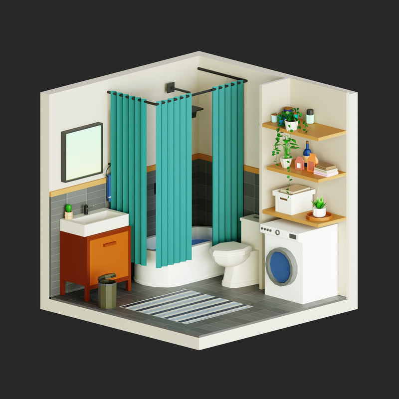 Interior 1 Low-poly 3D models Pack