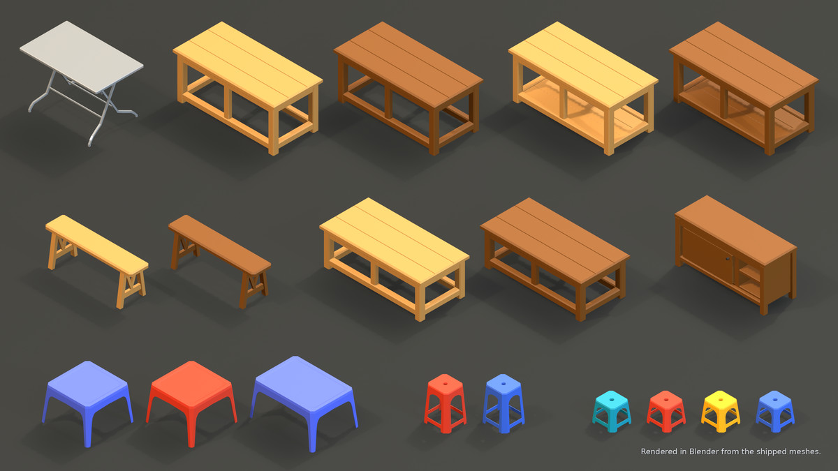 Asian Street Food Carts & Stalls: Low Poly Pack