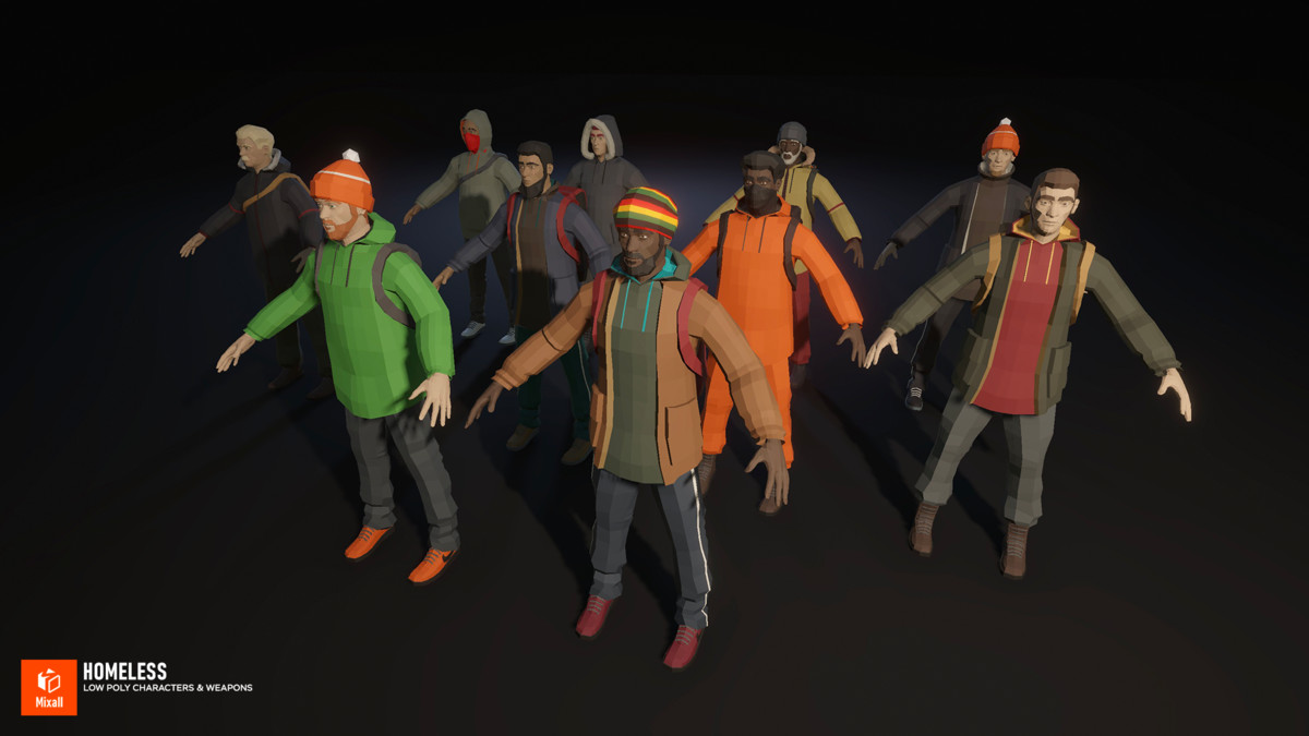 Homeless - Low Poly Characters & Weapons