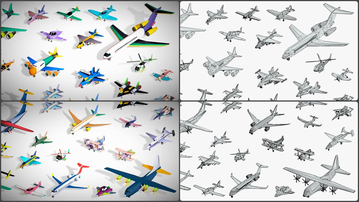 55 Air Vehicle Mega Pack - Toon Air Field - Sky Force Collection - Stylized Set