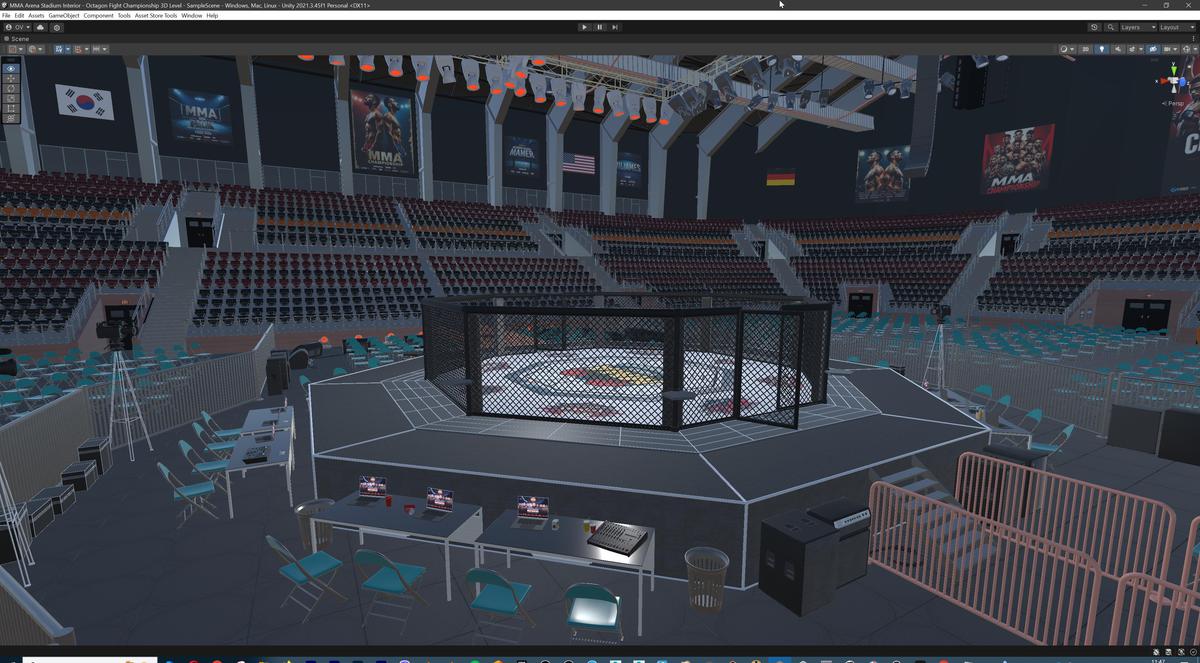 MMA Arena Stadium Interior - Octagon Fight Championship Nodular 3D Level