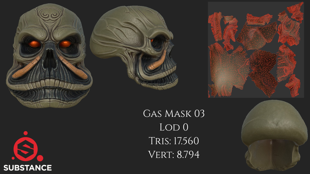 3 Gas Masks / Helmet for Scifi / Modern Warfare