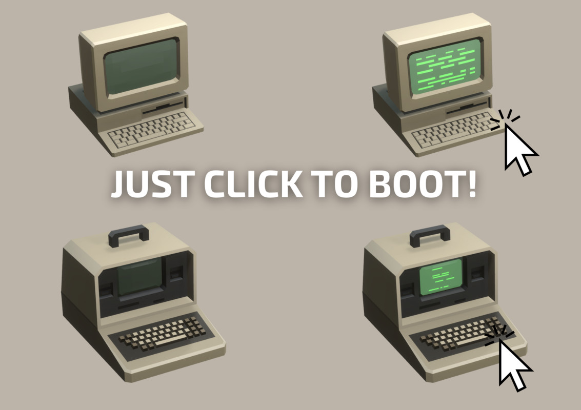 Low Poly Sci-Fi Luggable Computer Pack (8 Models) - Retro 80s Terminals