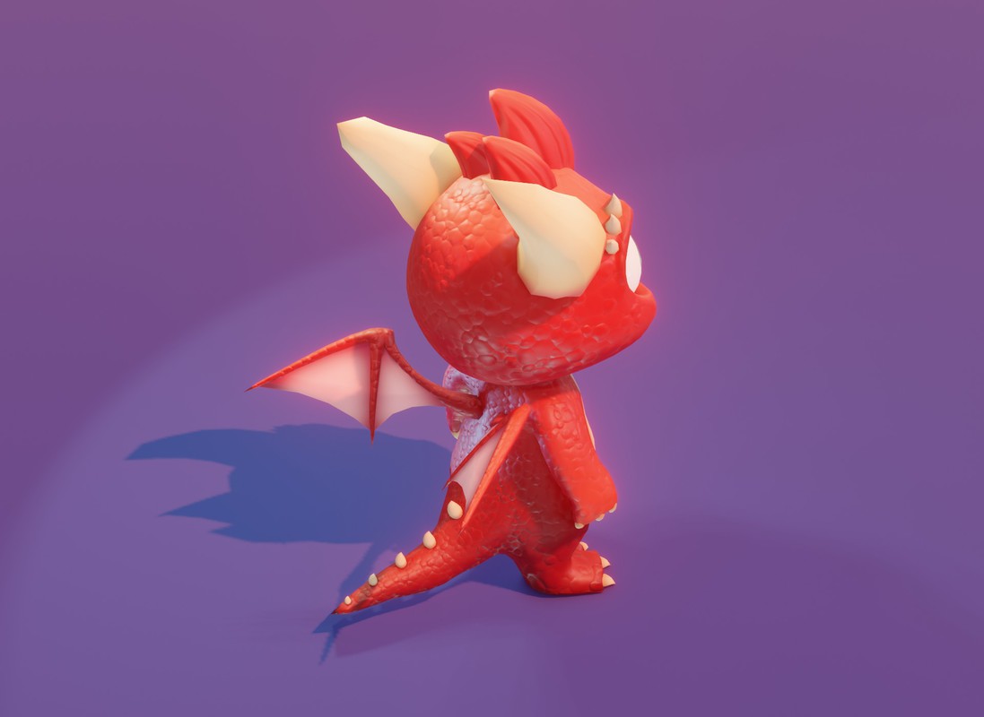 Cartoon Red Baby Dragon 3D Character With 5 Music Tracks & 36 Sound Effects