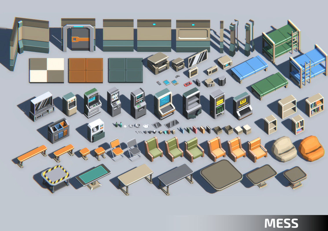 Low Poly Sci-Fi 3-Pack Bundle - Retro Style