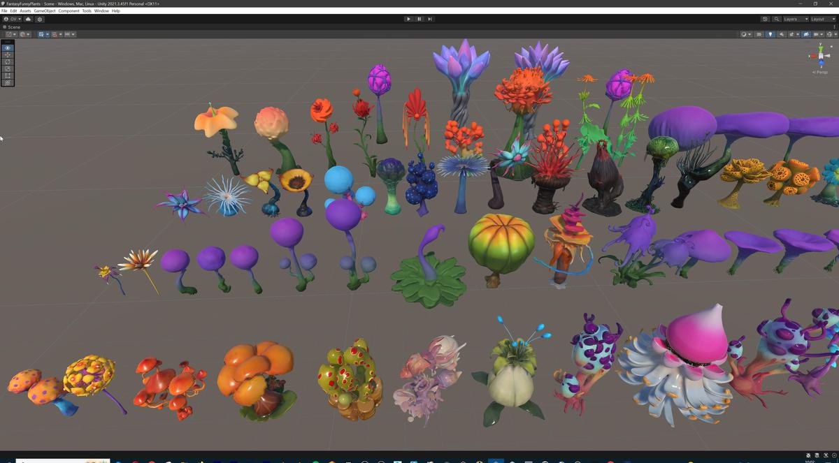 Fantasy Funny Stylized Magical Flora Plants - Low Poly Pack (118 3d models)