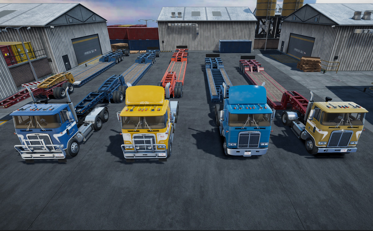 80s Cabover Truck with lowboy trailer