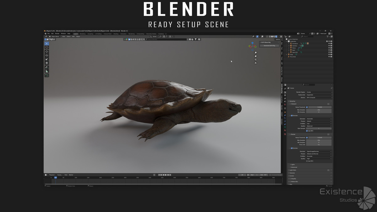 Alligator Turtle Predator - Animated Realistic Underwater Reptile