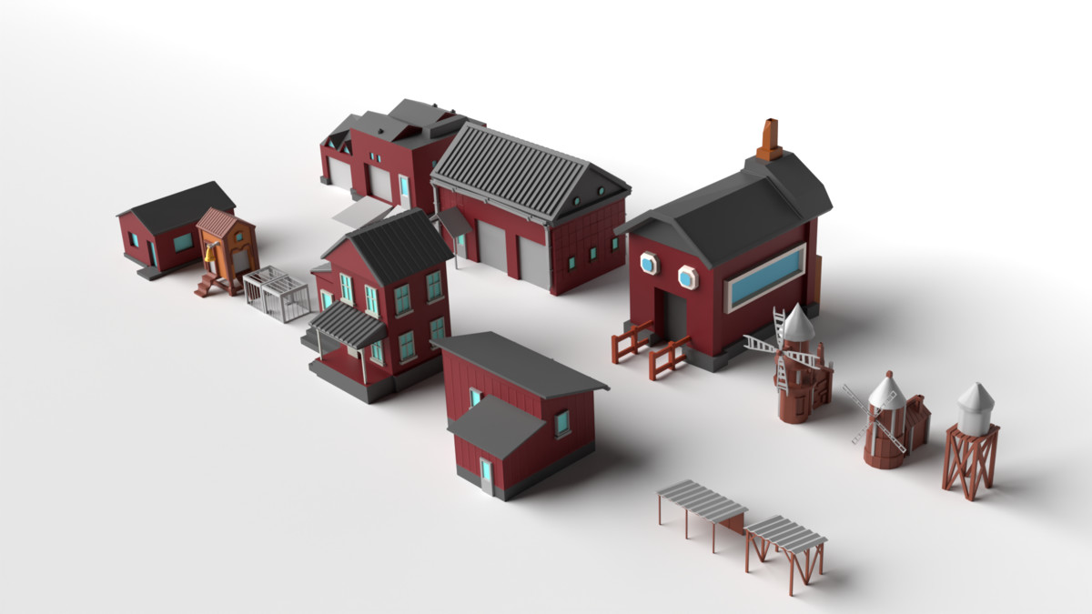 Low Poly Farm Construction Pack – Buildings & Vehicles