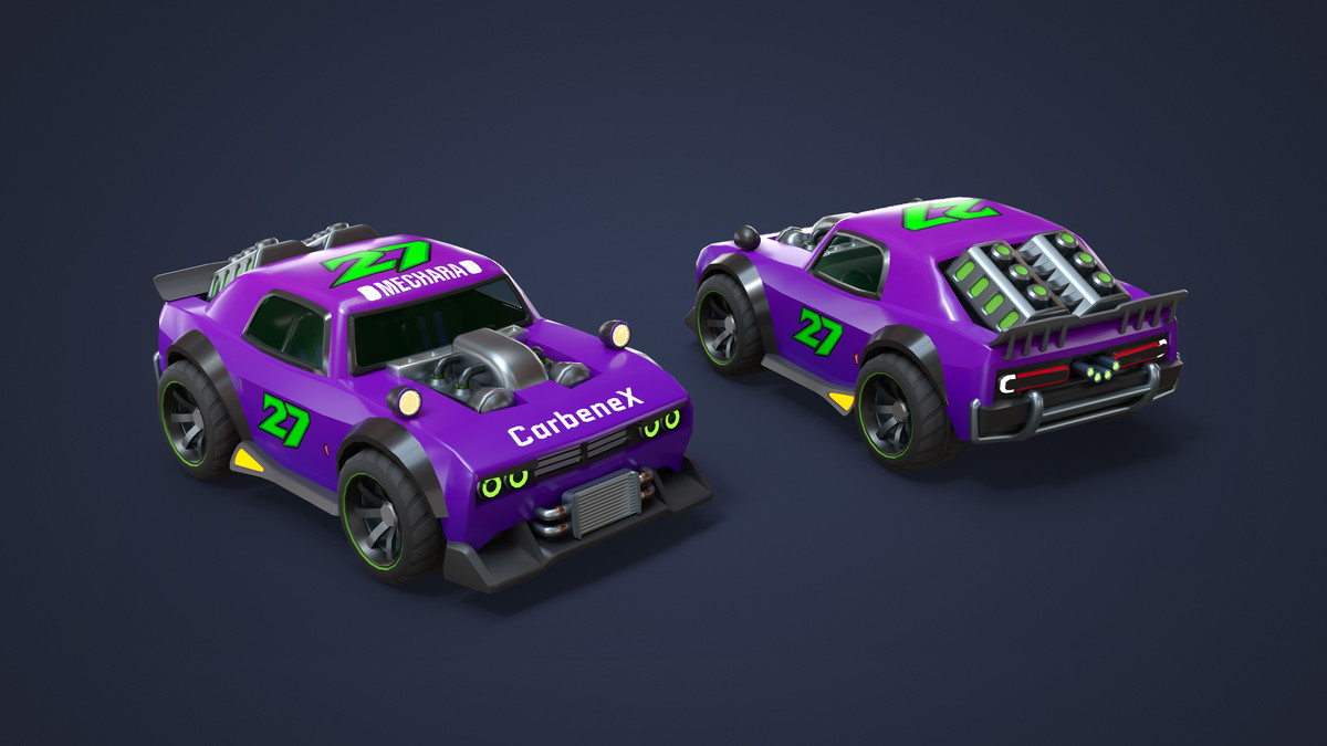Modular Cyber Racing Cars - Low Poly 3D Models