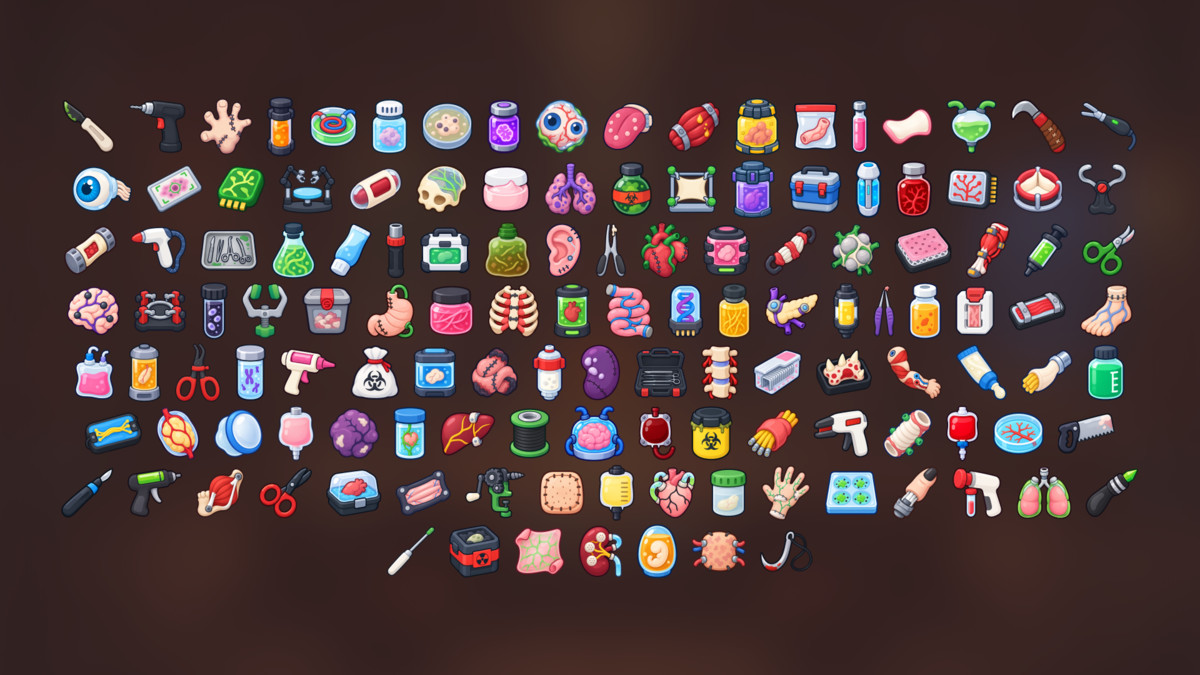 Medical Surgery Organ Transplant Anatomy Surgical Tools Icons Pack
