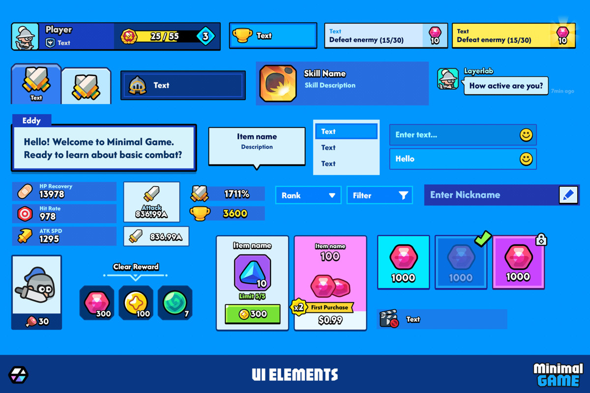 GUI Pro - Minimal Game Blue(+PSD)