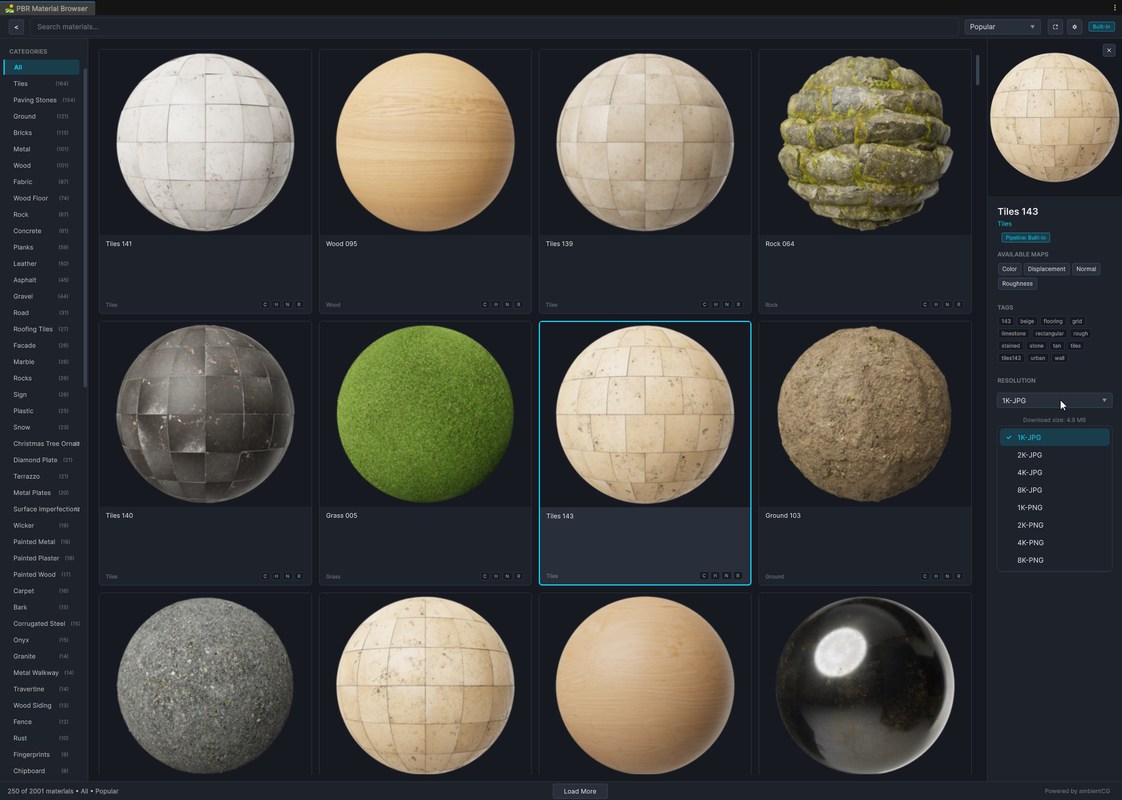 CC0 PBR Material Library for Unity