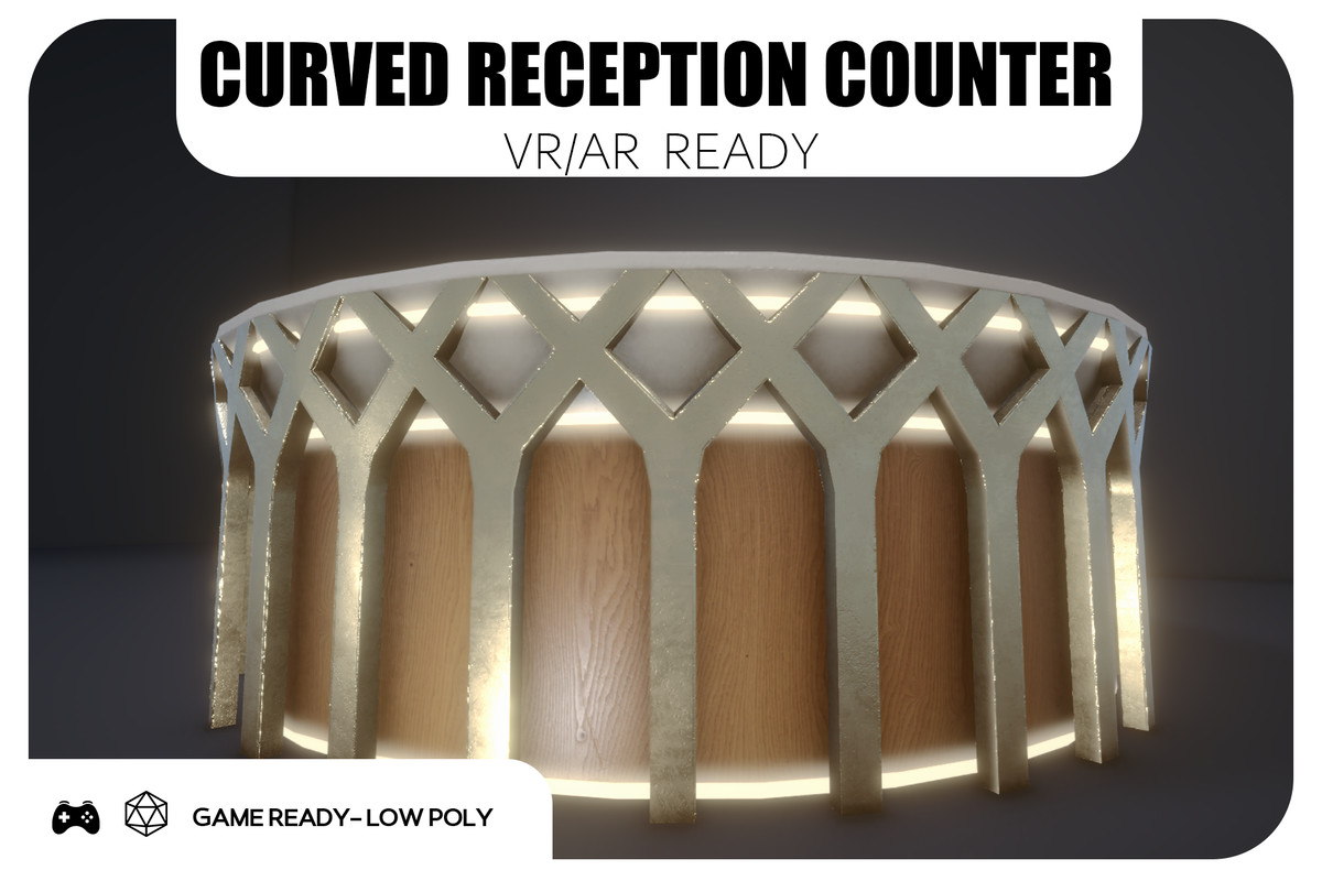 Curved Reception Counter - Game Ready
