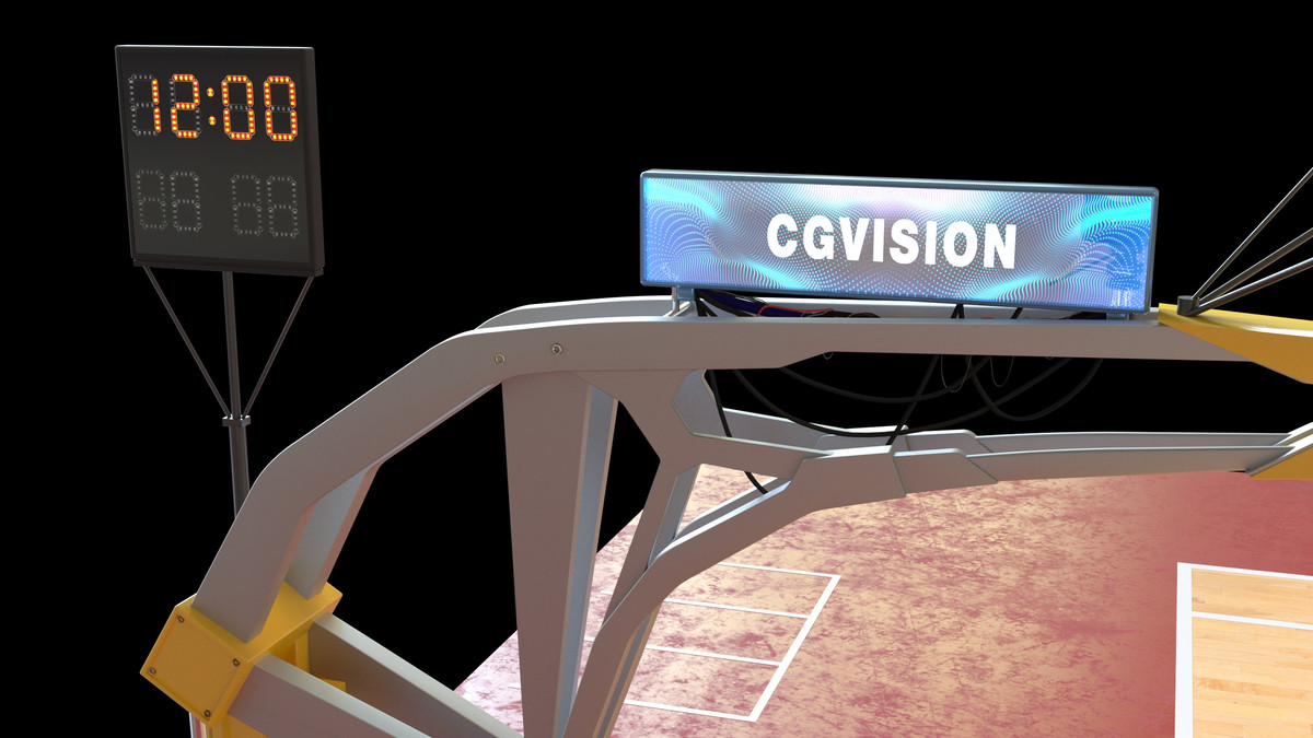 Basketball Court Set with Backboard, Hoop, Parquet, Balls, Digital Timer, Screen