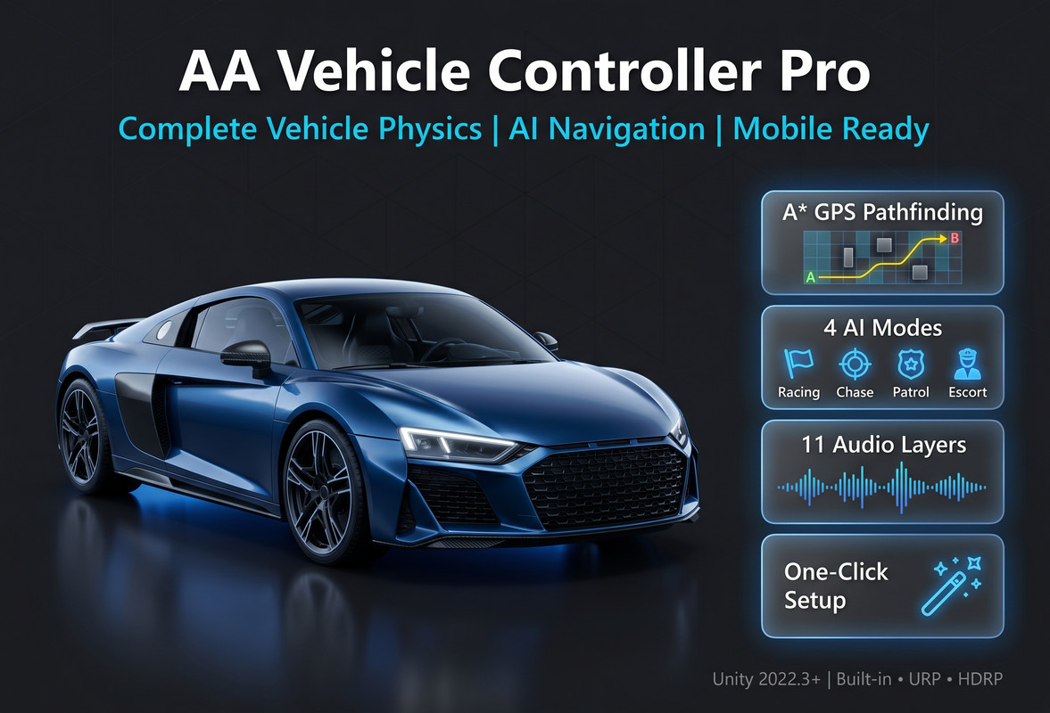 AA Vehicle Controller Pro — Car Physics, AI & Pathfinding