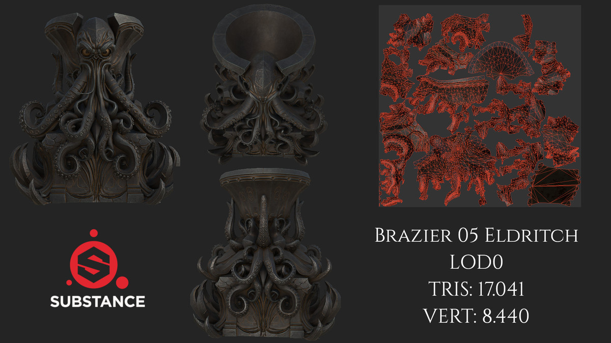 5 Dark Fantasy Braziers / Bowls