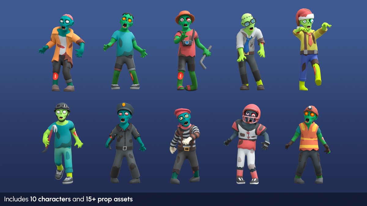 Zombies Mini - Low Poly Animated Pack