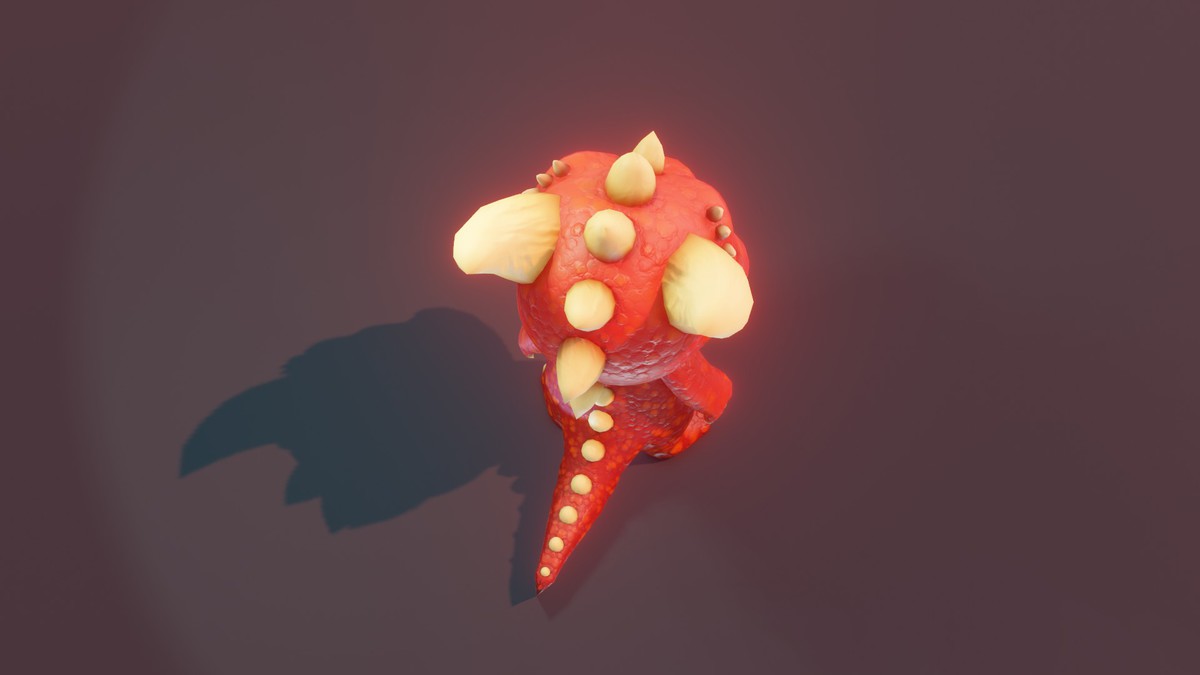 Cartoon Red Dinosaur 3D Model (Low-Poly, Game-Ready, Animated, Built-In)