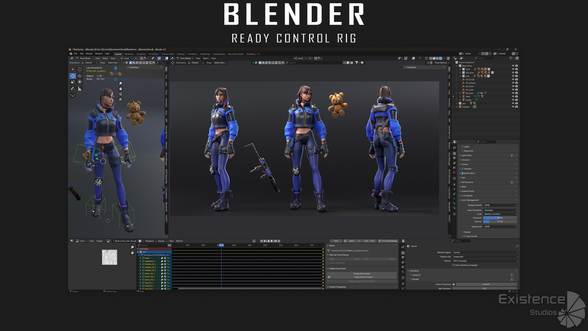 Blue Vortex – Stylized Sci-Fi Shooter Girl
