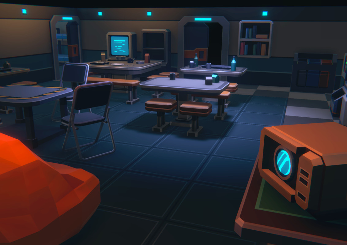 Low Poly Sci-Fi Mess Hall / Cosmic Retro