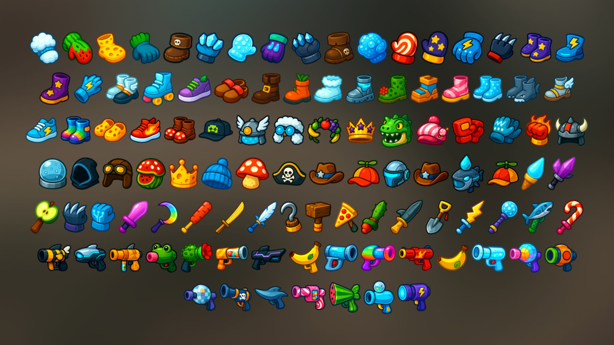 Cartoon Battle & Power-Up Items – Weapons, Gear, Consumables