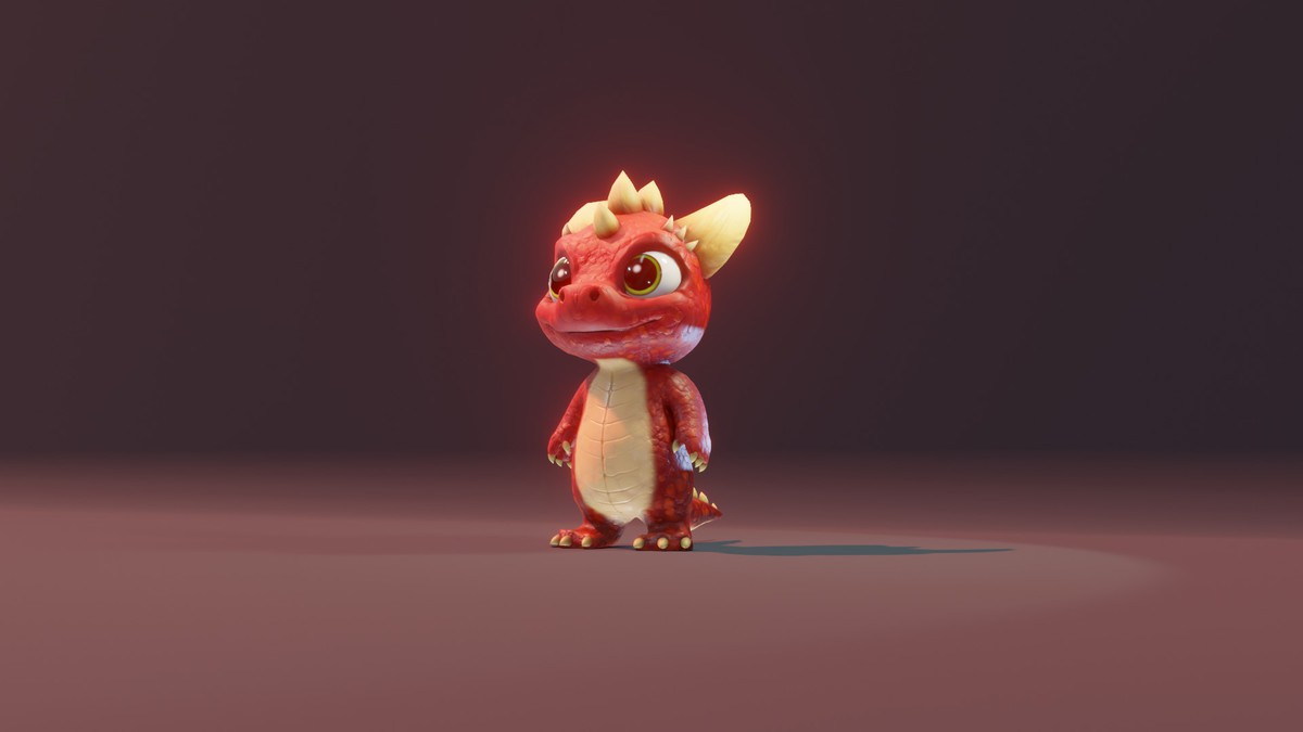 Cartoon Red Dinosaur 3D Model (Low-Poly, Game-Ready, Animated, Built-In)