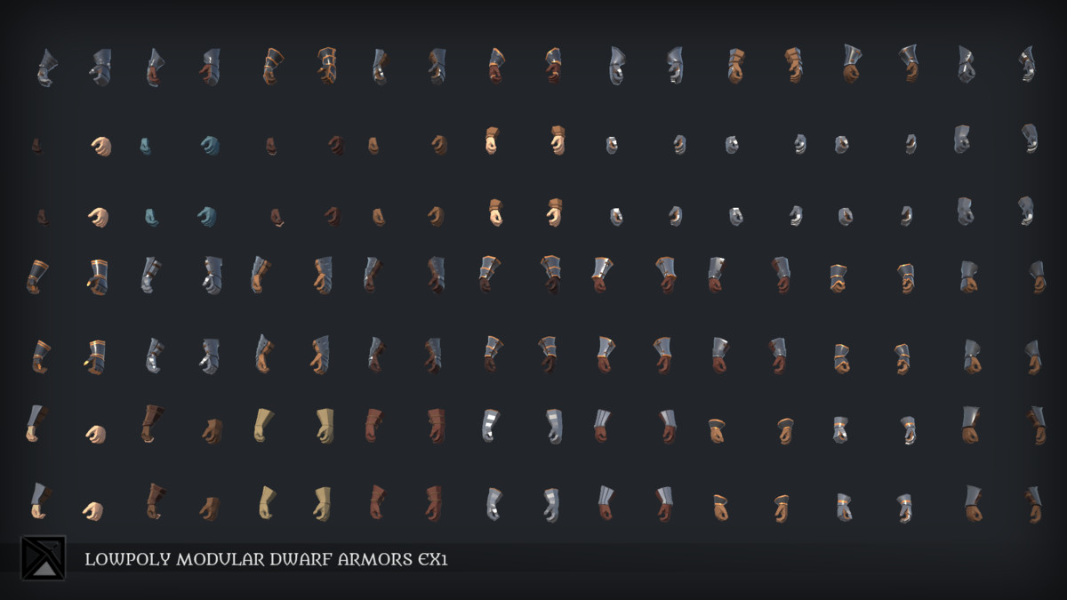 Lowpoly Dwarfs Modular Armors Ex1 - MEDIEVAL FANTASY SERIES