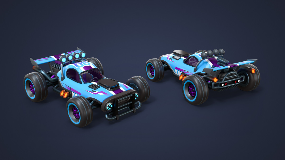 Modular Cyber Racing Cars - Low Poly 3D Models