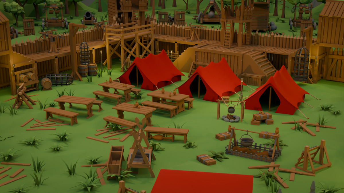 Modular Low Poly Medieval - Fort Kit