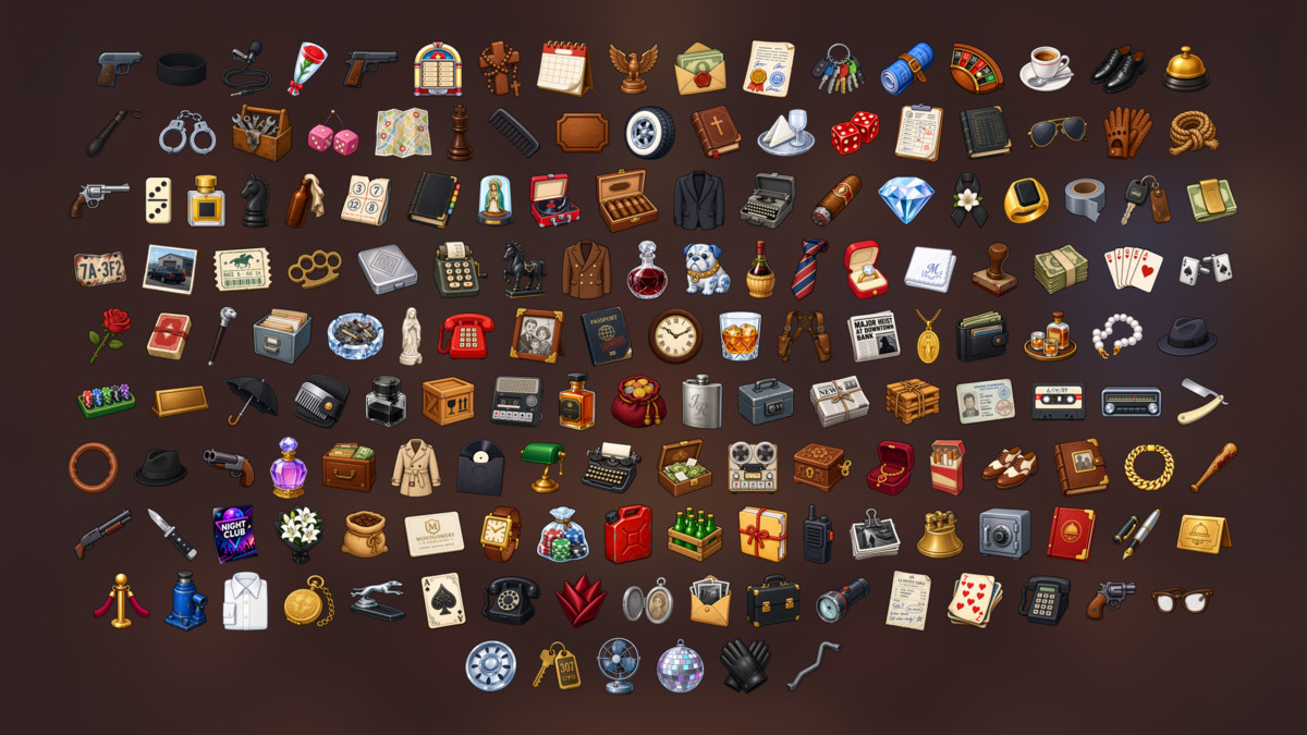 Mafia Gangster Heist Casino Noir Crime Investigation Icons Pack