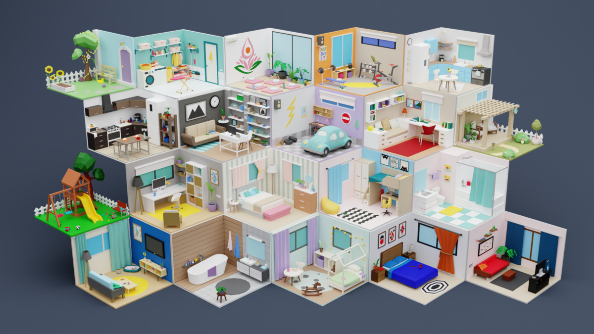 Low Poly Rooms Interior