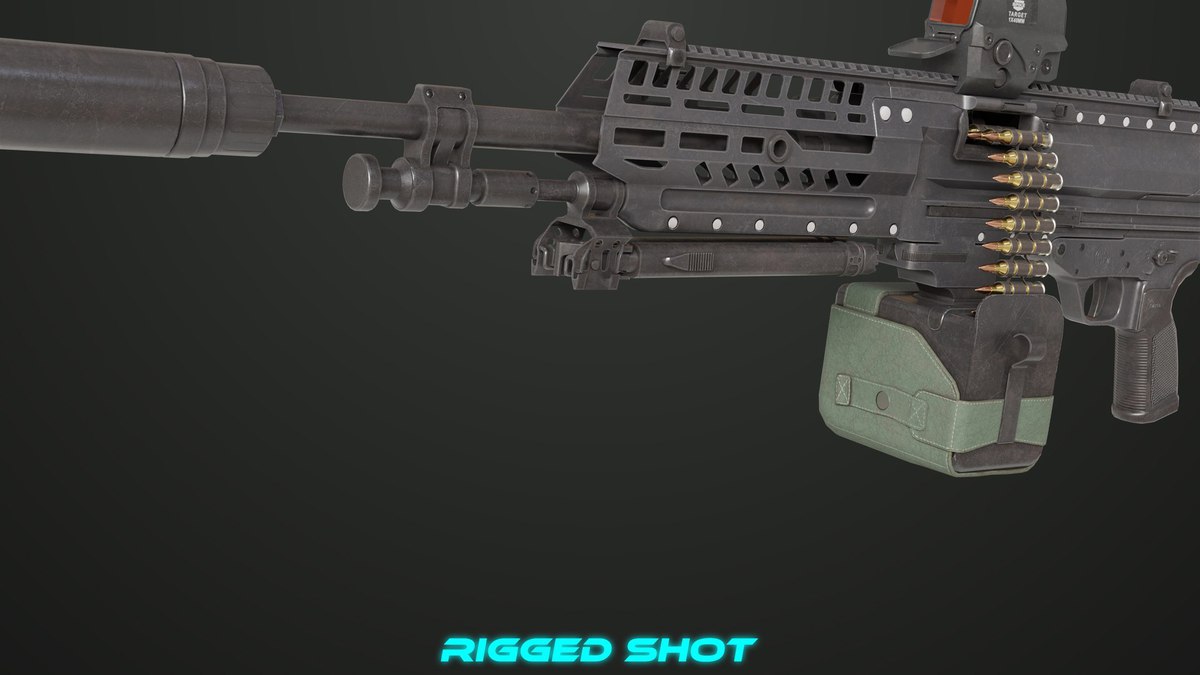 Machine Gun 14 Black URP HDRP Textures