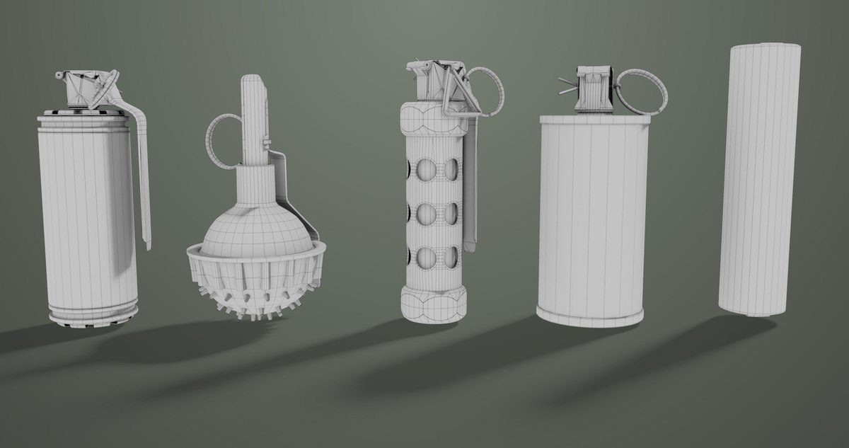 Smoke and Flash Grenades Single Mat URP HDRP Textures