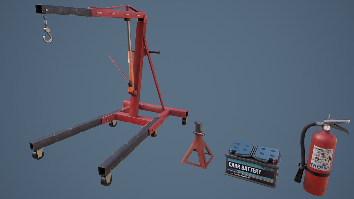 Garage-Autoservice Props Pack Low-poly 3D models Low-poly 3D model