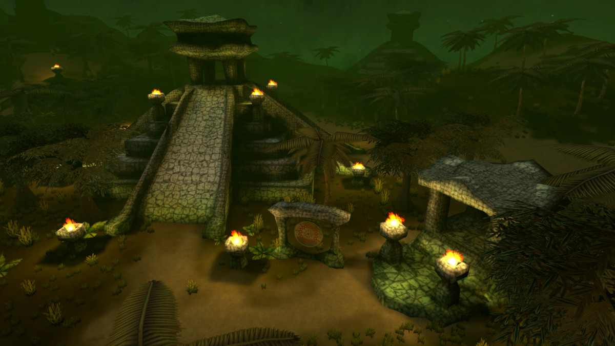 low poly ancient jungle environment pack - temple, foliage, trees, grass, plants