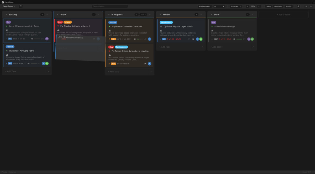 FrostBoard - Kanban Task Management
