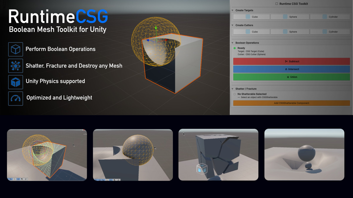 Runtime CSG: Booleans, Shatter & Denting