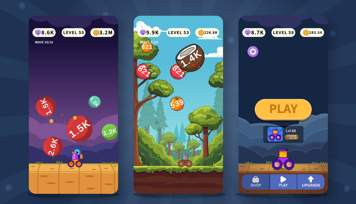 2D Cannon Shooter – Game Kit (Waves & Upgrades)